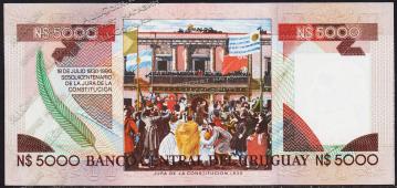 Уругвай 5000 новых песо 1983 г. P.65 UNC - Уругвай 5000 новых песо 1983 г. P.65 UNC