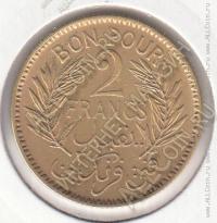 8-63 Тунис 2 франка 1941г. КМ # 248 алюминий-бронза 8,0гр. 27мм