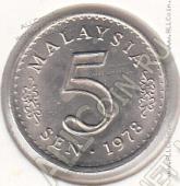22-126 Малайзия 5 сен 1978г. КМ # 2 UNC медно-никелевая 1,42гр. 16,2мм - 22-126 Малайзия 5 сен 1978г. КМ # 2 UNC медно-никелевая 1,42гр. 16,2мм