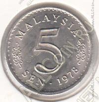 22-126 Малайзия 5 сен 1978г. КМ # 2 UNC медно-никелевая 1,42гр. 16,2мм