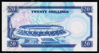 Банкнота Кения 20 шиллингов 1989 года. P.25в - UNC - Банкнота Кения 20 шиллингов 1989 года. P.25в - UNC