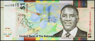 Банкнота Багамские острова 1 доллар 2017 года. P.77а - UNC - Банкнота Багамские острова 1 доллар 2017 года. P.77а - UNC