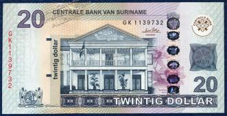 Суринам 20 долларов 2010г. P.164 UNC - Суринам 20 долларов 2010г. P.164 UNC