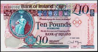 Банкнота Ирландия Северная 10 фунтов 2005 года. P.80Ав - АUNС - Банкнота Ирландия Северная 10 фунтов 2005 года. P.80Ав - АUNС