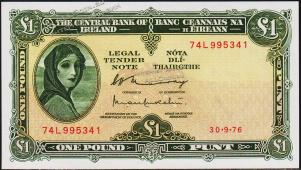Ирландия Республика 1 фунт 1976г. P.64d - UNC - Ирландия Республика 1 фунт 1976г. P.64d - UNC