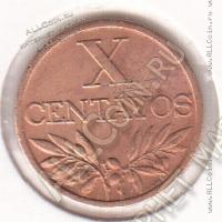 10-79 Португалия 10 сентаво 1964г. КМ # 583 бронза 2,0гр. 17мм