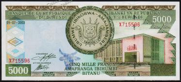 Бурунди 5000 франков 2003г. P.42в - UNC - Бурунди 5000 франков 2003г. P.42в - UNC
