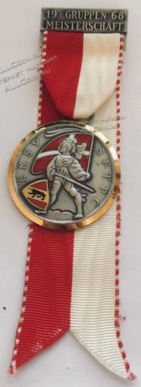 #316 Швейцария спорт Медаль Знаки. Швейцария: чемпионат Кантон Берн. 1968 год.