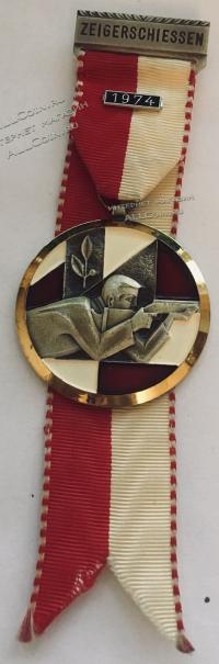 #317 Швейцария спорт Медаль Знаки. Чемпионат по спортингу. 1974 год.