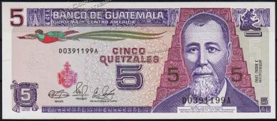 Гватемала 5 кетцаль 1990г. P.74а - UNC - Гватемала 5 кетцаль 1990г. P.74а - UNC