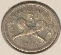 #13-112 Новая Зеландия 3 цента 1962г. Медь Никель. UNC.