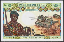Банкнота Мали 500 франков 1973-84 года. P.12с - UNC - Банкнота Мали 500 франков 1973-84 года. P.12с - UNC