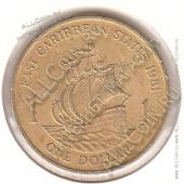 3-128 Восточные Карибы 1 доллар 1981 г. KM# 15 Алюминий-Бронза 8,2 гр. 26,9 мм. - 3-128 Восточные Карибы 1 доллар 1981 г. KM# 15 Алюминий-Бронза 8,2 гр. 26,9 мм.