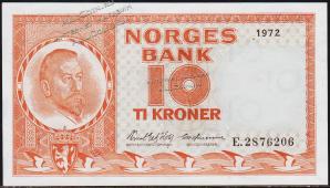 Норвегия 10 крон 1972г. P.31f(2) - UNC - Норвегия 10 крон 1972г. P.31f(2) - UNC