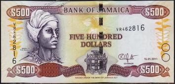 Ямайка 500 долларов 2011г. P.85h - UNC - Ямайка 500 долларов 2011г. P.85h - UNC