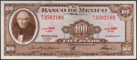 Мексика 100 песо 1965г. Р.61c - AUNC "BBR"