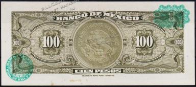 Мексика 100 песо 1965г. Р.61c - AUNC "BBR" - Мексика 100 песо 1965г. Р.61c - AUNC "BBR"
