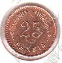 2-121 Финляндия 25 пенни 1943(S) г. KM# 25a Медь 1,27 гр. 16,0 мм.