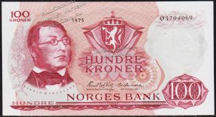 Норвегия 100 крон 1975г. P.38g(3) - UNC - Норвегия 100 крон 1975г. P.38g(3) - UNC