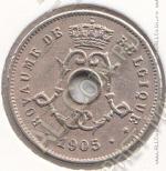 24-49 Бельгия 5 сентим 1905г. КМ # 54 медно-никелевая 2,5гр. 19мм 
