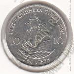 28-47 Восточные Карибы 10 центов 1991г. КМ # 13 медно-никелевая 2,59гр. 18,06мм
