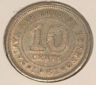 #165 Борнео 10 центов 1961г. Медь Никель. UNC. - #165 Борнео 10 центов 1961г. Медь Никель. UNC.