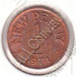 4-112 Гернси 1/2 новый пенни 1971 г. KM# 20 Бронза 1,71 гр. 17,1 мм.