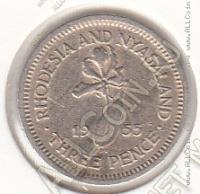 23-152 Родезия и Ньясланд 3 пенса 1955г. КМ # 3 медно-никелевая 16,3мм