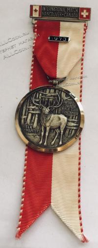 #322 Швейцария спорт Медаль Знаки. Медаль спортивно-охотничьего клуба. Олень вапити. 1973 год.