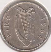 15-14 Ирландия 6 пенсов 1964г.  - 15-14 Ирландия 6 пенсов 1964г. 