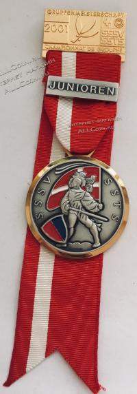#323 Швейцария спорт Медаль Знаки. Груповой чемпионат юниоров. 2001 год.