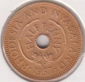 27-155 Родезия и Ньясаленд 1/2 пенни 1957г. бронза - 27-155 Родезия и Ньясаленд 1/2 пенни 1957г. бронза