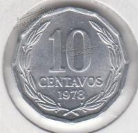  Чили 10 сентаво 1976г. КМ#205а UNC Алюминий 2,05гр. 23,75мм (арт172)
