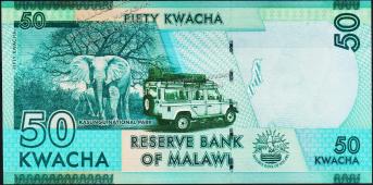 Малави 50 квача 2017г. P.64d - UNC - Малави 50 квача 2017г. P.64d - UNC