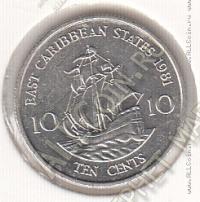 27-63 Восточные Карибы 10 центов 1981г. КМ # 13 медно-никелевая 2,59гр. 18,06мм