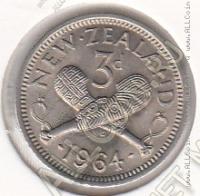 27-168 Новая Зеландия 3 пенса 1964г. КМ#25.2 UNC медно-никелевая 1,41гр. 16,3мм