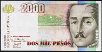 Банкнота Колумбия 2000 песо 10.12.2000 года. P.451а - UNC