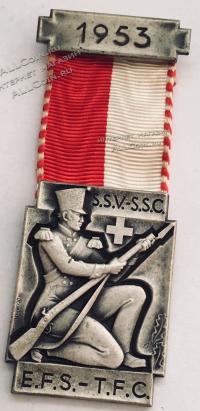 #235 Швейцария спорт Медаль Знаки. Стрелково-исторический фестиваль №2. 1953 год.