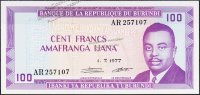 Банкнота Бурунди 100 франков 1977 года. P.29а(1) - UNC