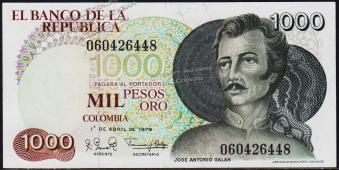 Колумбия 1000 песо 1979г. P.421 UNC - Колумбия 1000 песо 1979г. P.421 UNC