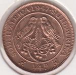 15-49 Южная Африка 1/4 пенни 1947г. бронза