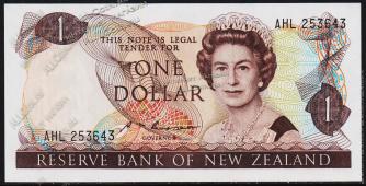 Новая Зеландия 1 доллар 1985-89г. P.169в - UNC - Новая Зеландия 1 доллар 1985-89г. P.169в - UNC