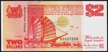 Сингапур 2 доллара 1990г. P.27 UNC - Сингапур 2 доллара 1990г. P.27 UNC
