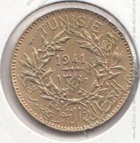 9-142 Тунис 2 франка 1941г. КМ # 248 алюминий-бронза 8,0гр. 27мм