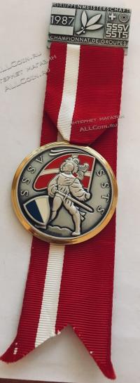 #365 Швейцария спорт Медаль Знаки. Групповой чемпионат в округе Люцерн. 1987 год.