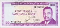 Банкнота Бурунди 100 франков 1986 года. P.29в(4) - UNC