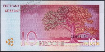 Банкнота Эстония 10 крон 2006 года. Р.86a - UNC "CE" - Банкнота Эстония 10 крон 2006 года. Р.86a - UNC "CE"