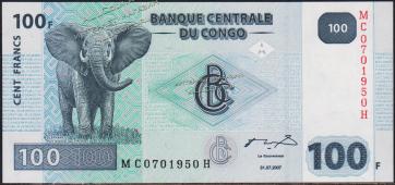 Конго 100 франков 2007г. Р.98 UNC - Конго 100 франков 2007г. Р.98 UNC