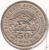 3-137 Восточная Африка 50 центов 1948 г. KM# 30 Медь-Никель 3,89 гр.  - 3-137 Восточная Африка 50 центов 1948 г. KM# 30 Медь-Никель 3,89 гр. 