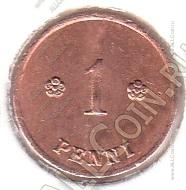 4-138 Финляндия 1 пенни 1921 г. KM# 23 Медь 1,0 гр. 14,0 мм.